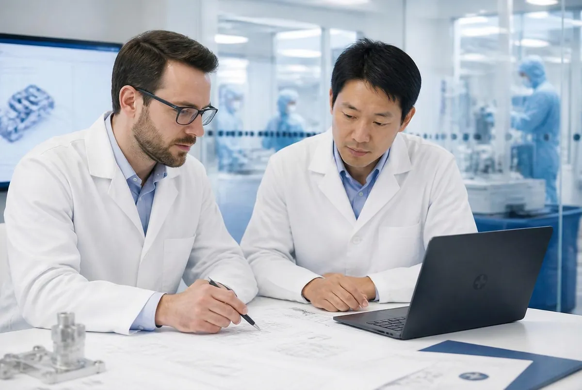 CPT engineers reviewing a silicone component design